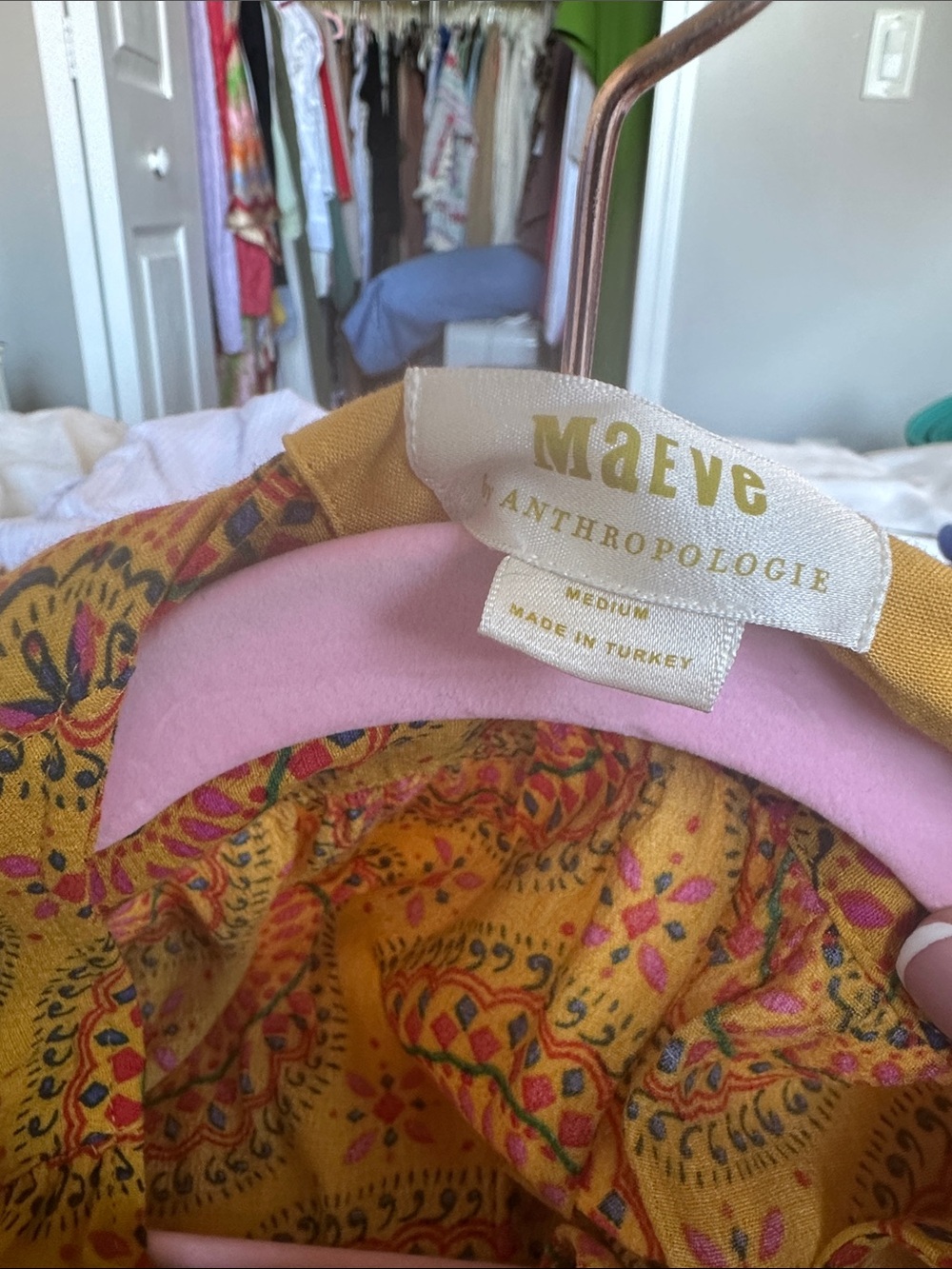 Maeve Skinny Jeans in Mustard with Pink Paisley Print